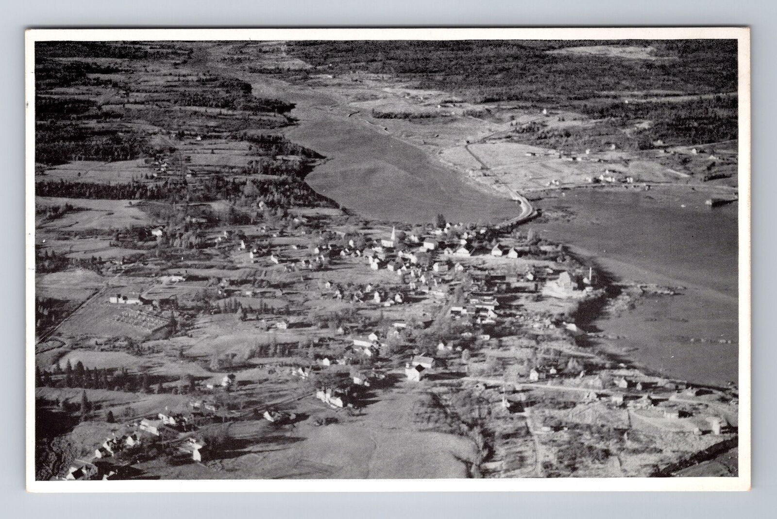 Milbridge ME-Maine, Aerial Town & Narraguagus River View, Vintage Postcard