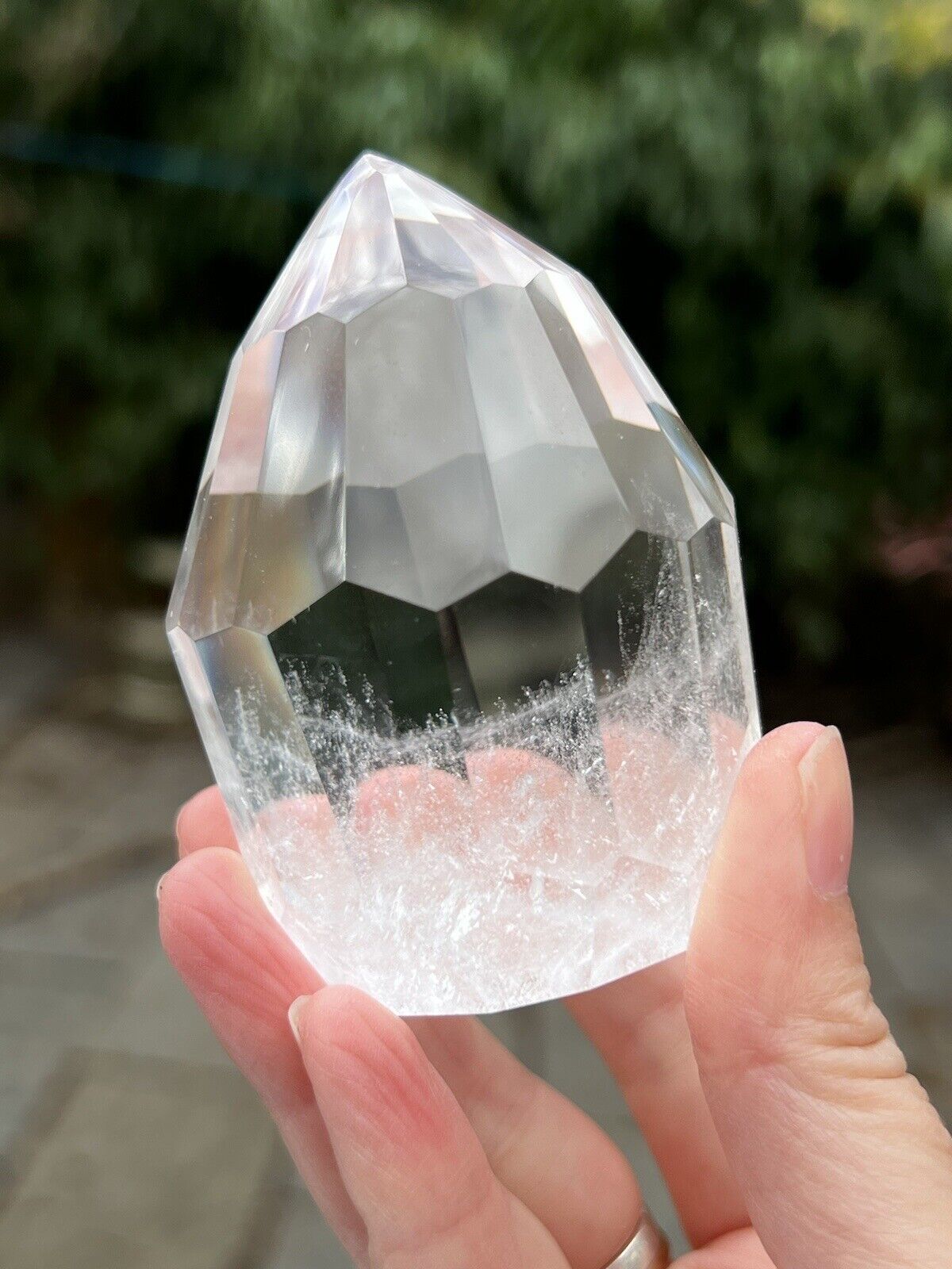 Clear Quartz Hand Faceted Large Crystal Droplet  AAA+ Freestanding 11