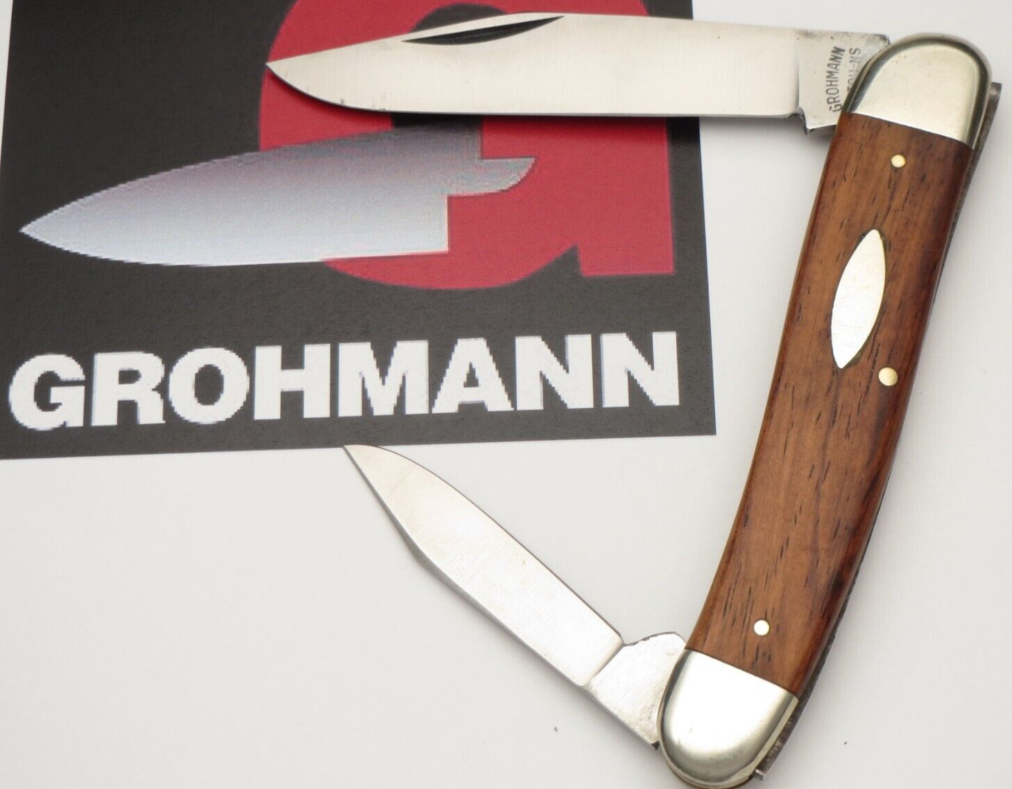 GROHMANN PICTOU NOVA SCOTIA Serpentine Dogleg Knife - Two Blades - Wood Handles