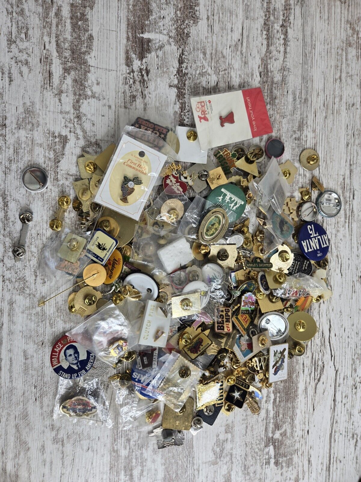 Huge LOT of Vintage Lapel Button Pins 2.7 Lbs MANY THEMES Collection
