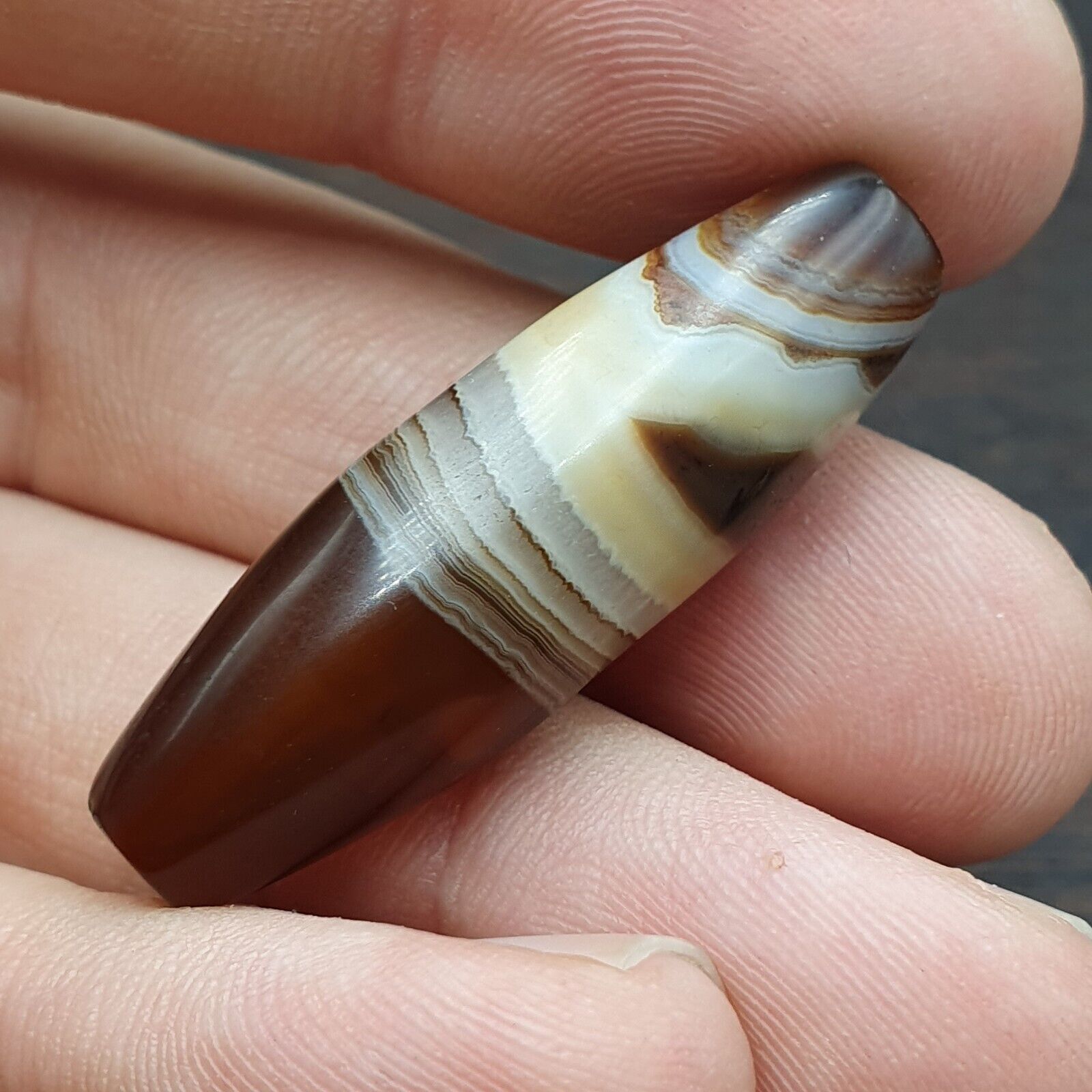 Antique Yemeni Collectible Agate Bead With Nature's Signature Banded Agate -43