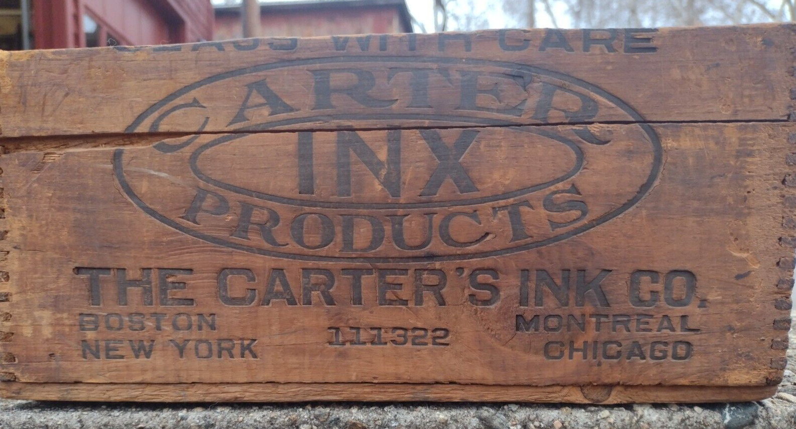 Vintage Carter\'s Inks 343 Wood Box Crate Original Store Farm Industrial Rustic