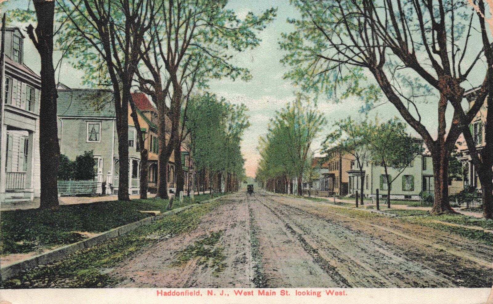 Haddonfield New Jersey Camden County West Main Street c1908 Vintage Postcard