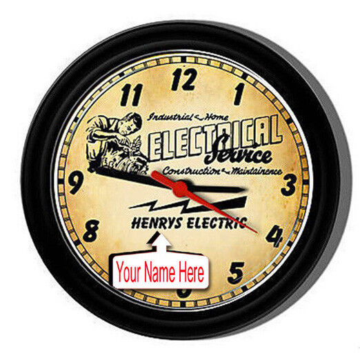 Personalized Electrical Electrician Tools Vintage  Retro Art Sign Wall Clock