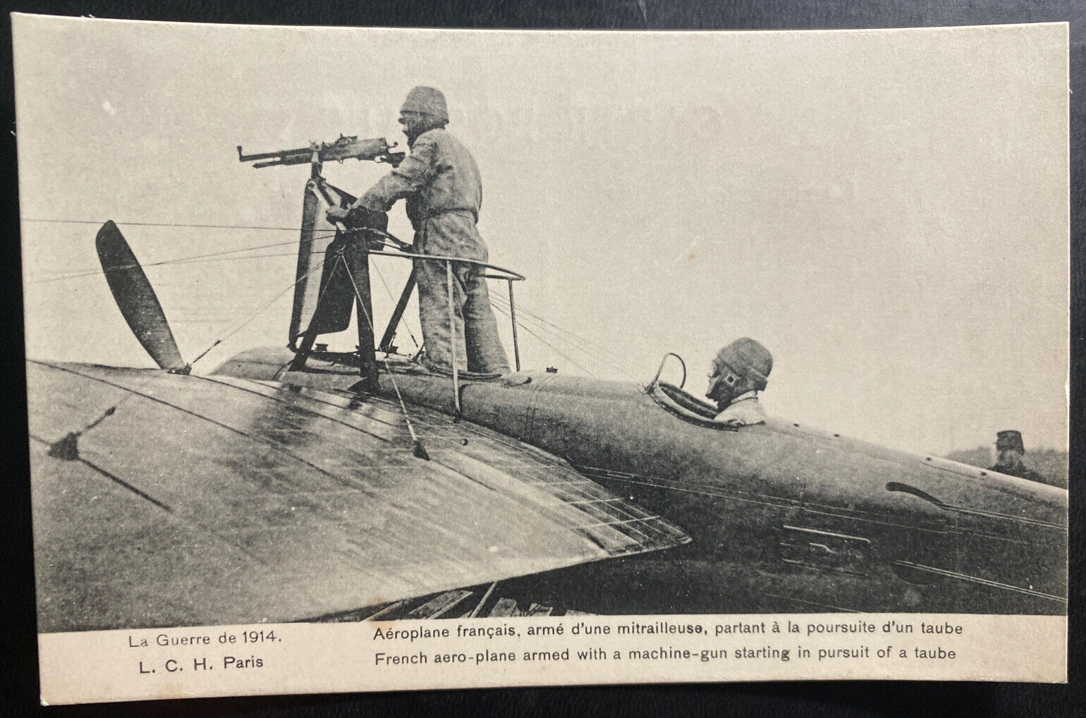 Mint France RPPC Real Picture Postcard French Aero-plane With Machine Gun