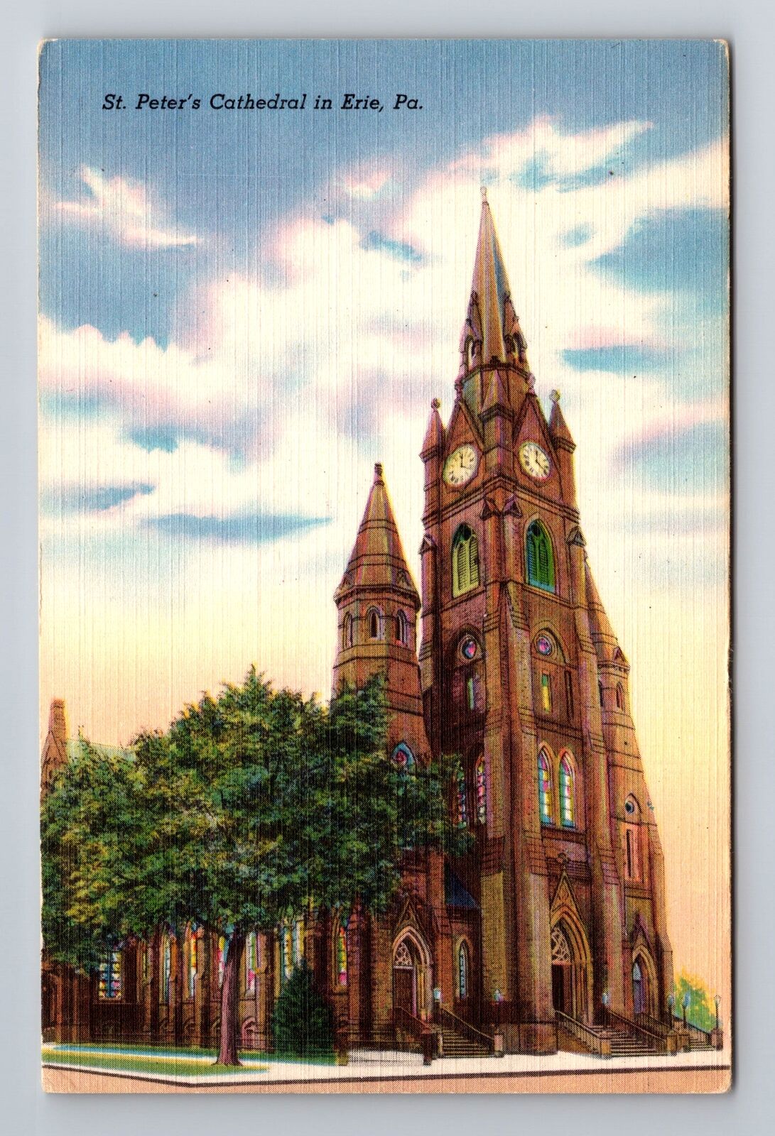 Erie PA-Pennsylvania, St Peters Cathedral, Antique Vintage Souvenir Postcard