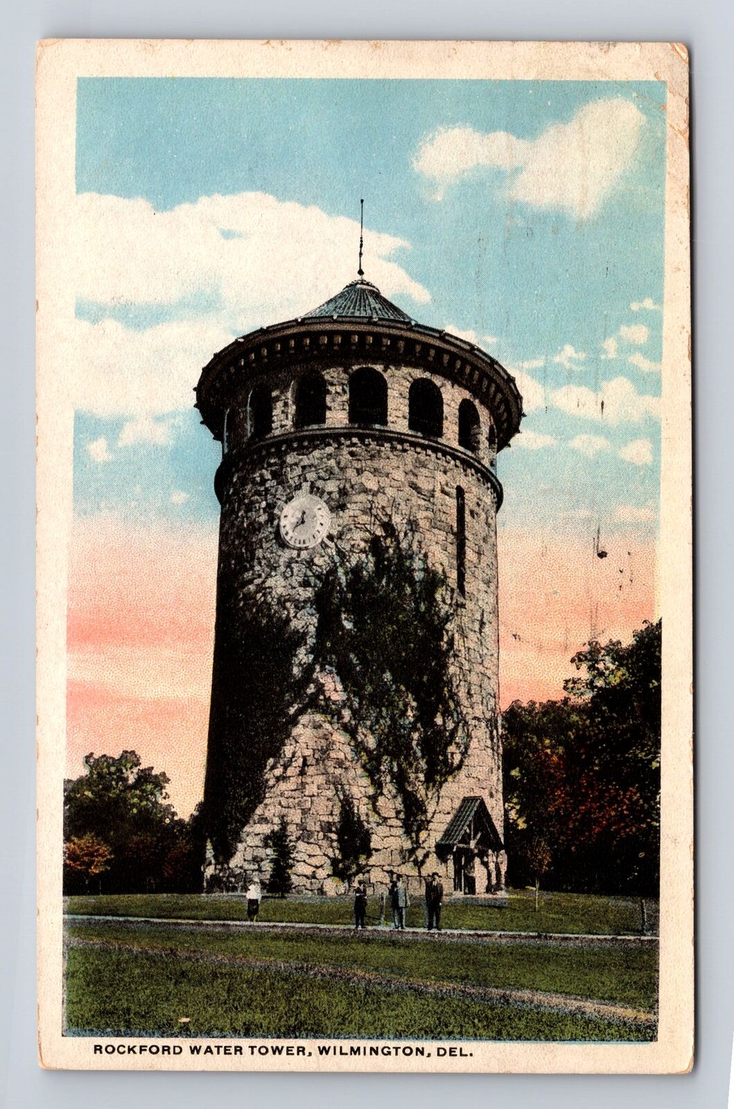 Wilmington DE-Delaware, Rockford Water Tower, Antique Vintage Souvenir Postcard