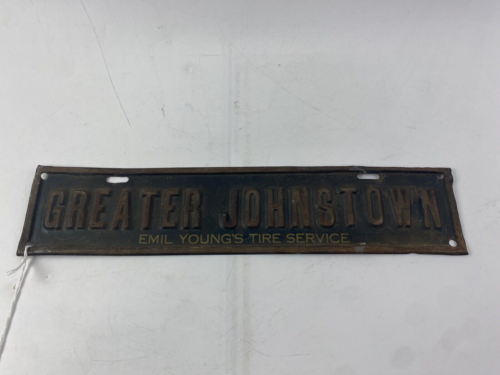 Antique Emil Young’s Tire Service Plate Topper RARE 182