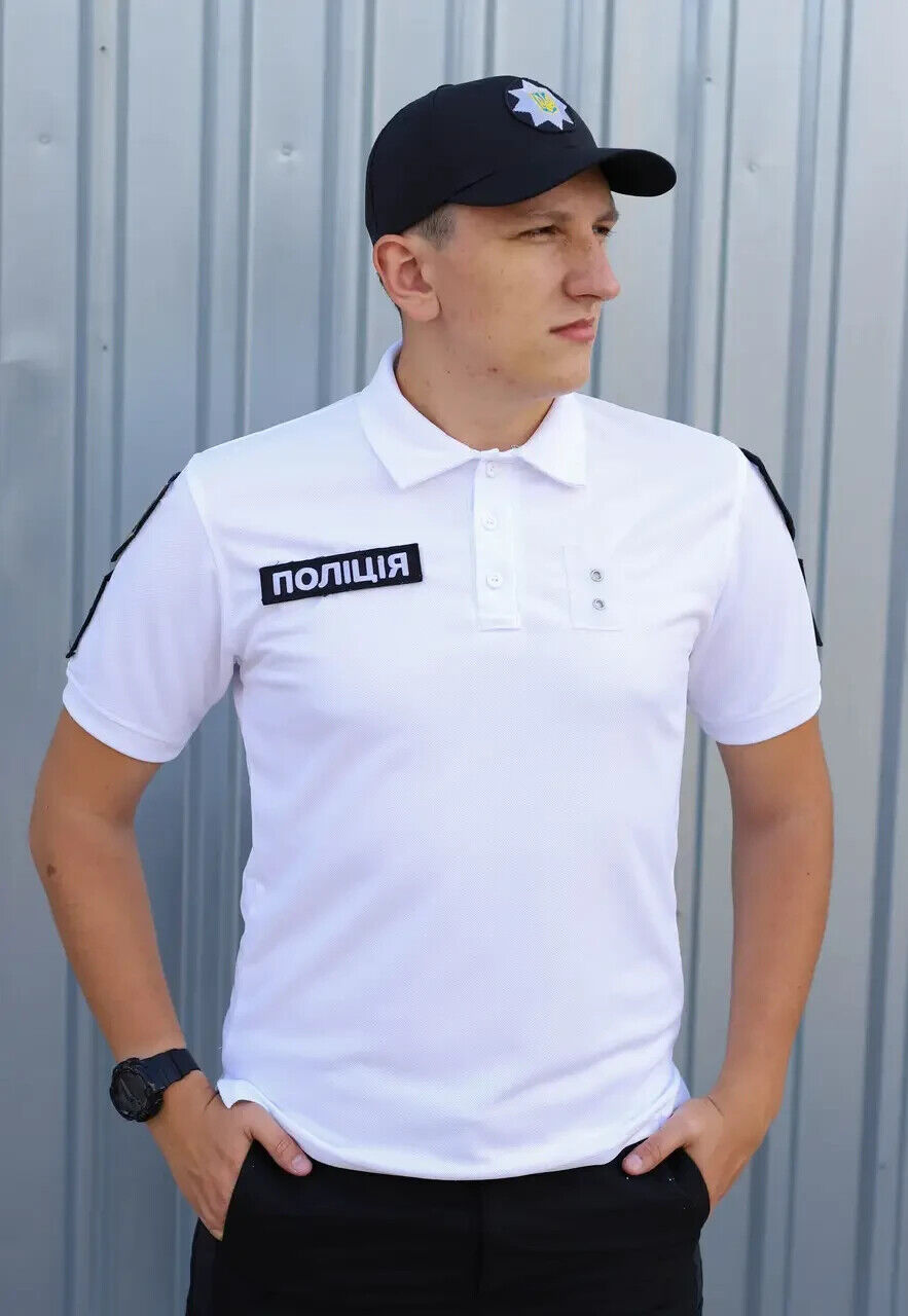 Moisture-wicking police polo shirt white