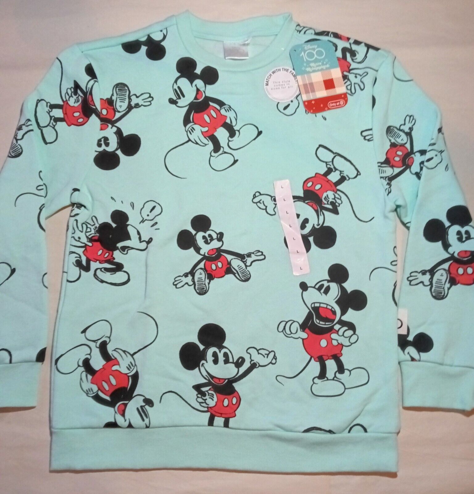 Disney Mickey Mouse Minky Sweatshirt Girls Teal Size Large 5-6