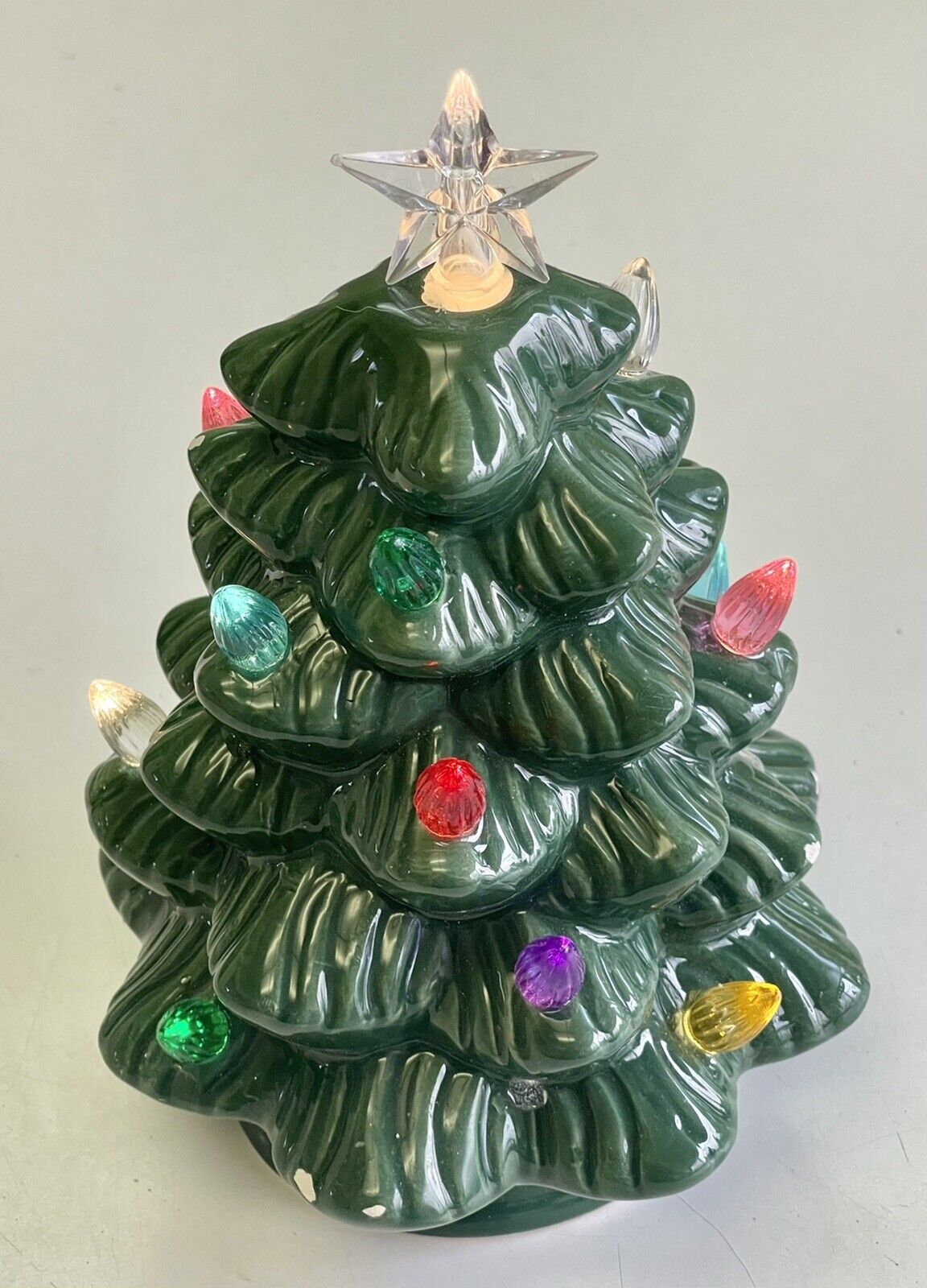 Ceramic Christmas Tree Battery Operated Light Up Vintage 6”