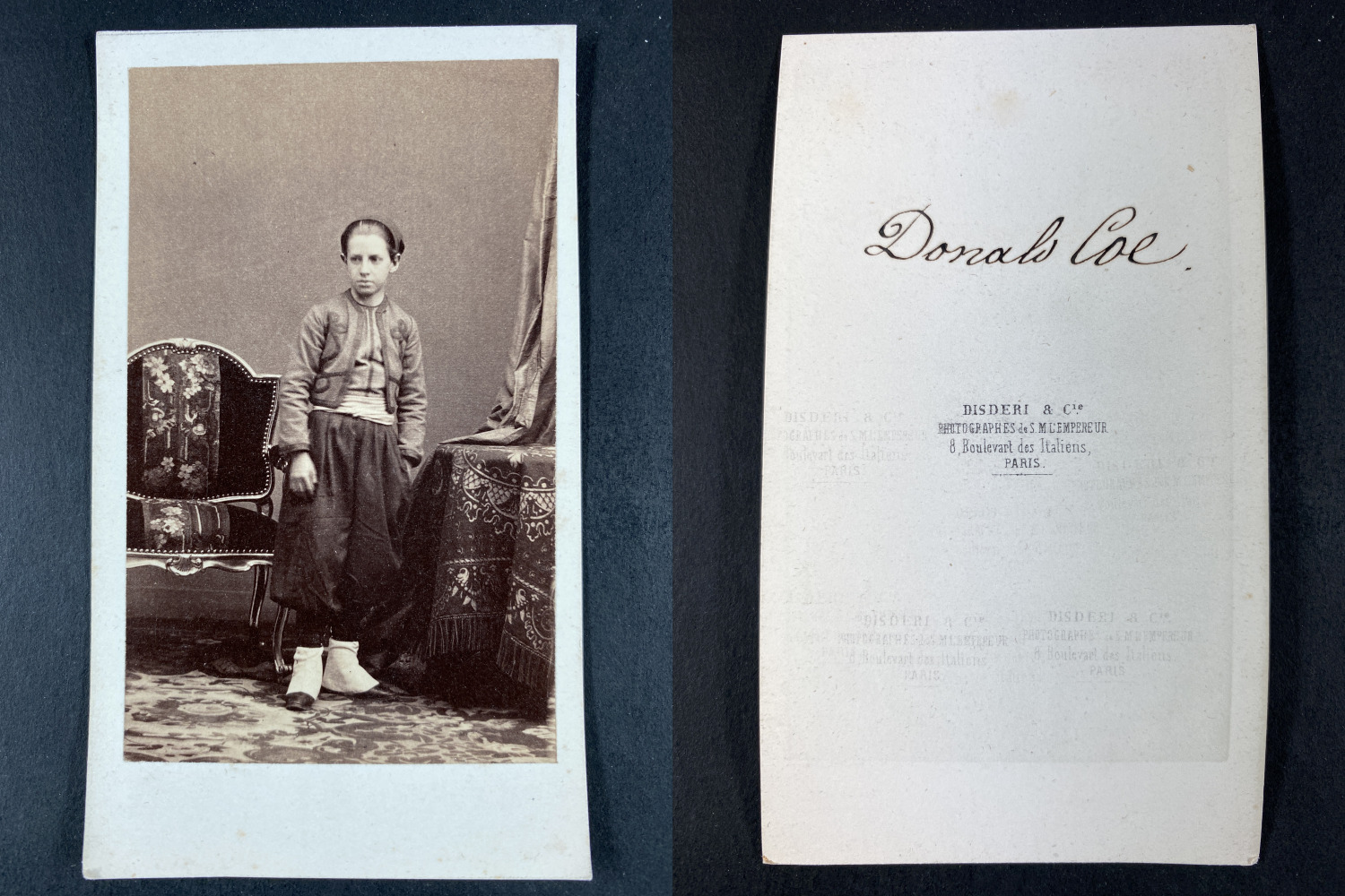 Disderi, Paris, Donald Coe in Zouave Outfit Vintage cdv albumen print CDV, t