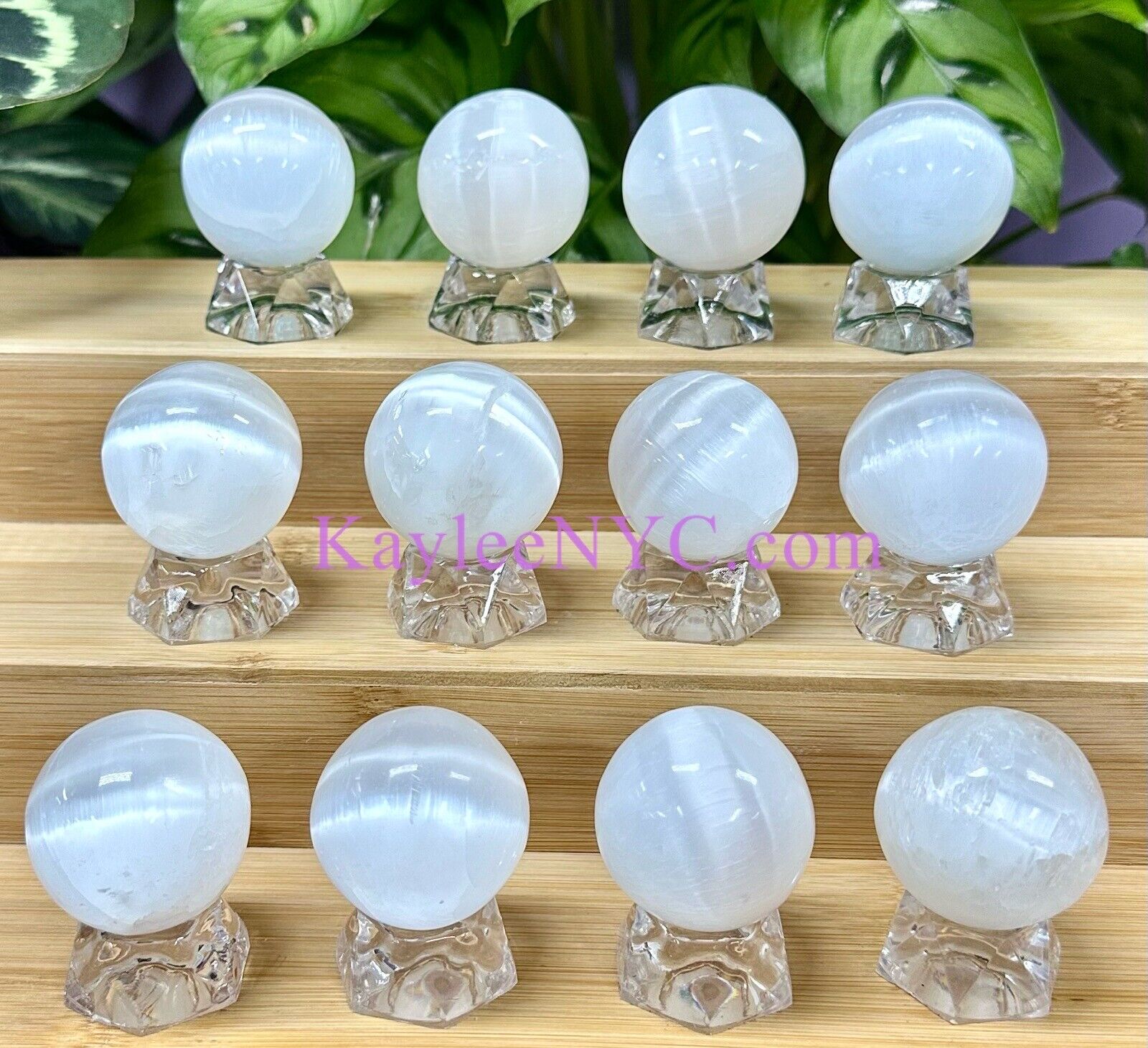 Wholesale Lot 12PCs Natural Selenite Aka Satin Spar  Sphere Crystal Ball ~4cm