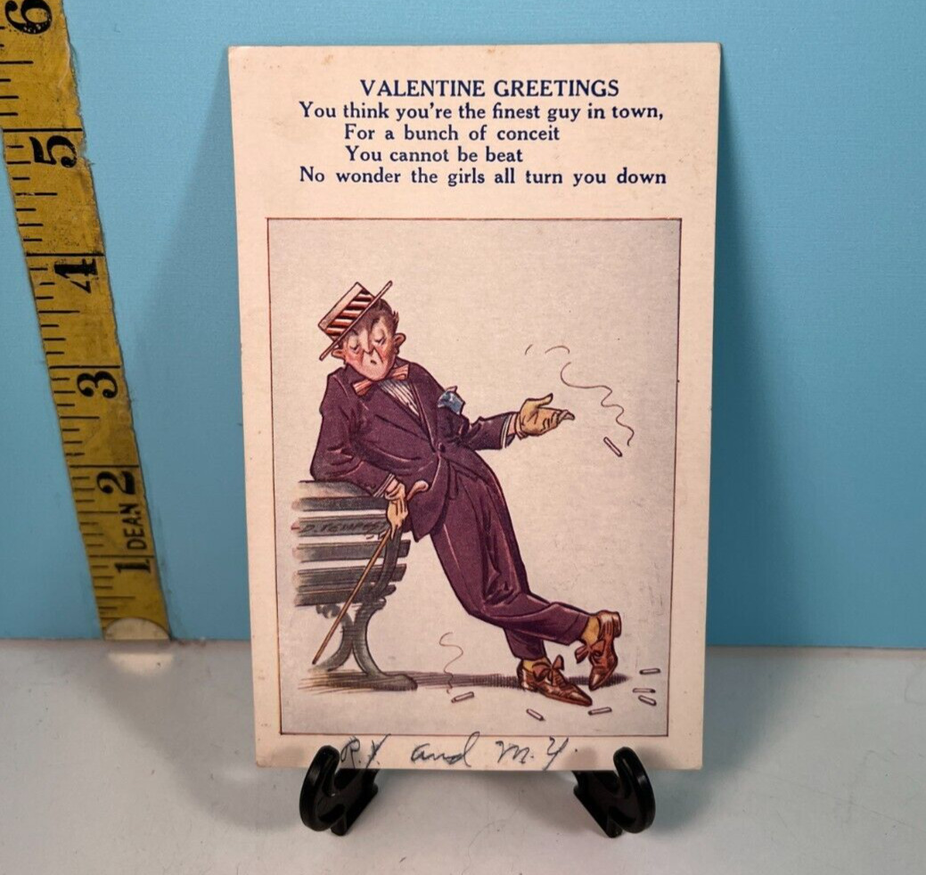 1934 Valentine Comic,  Greetings with Valentine verse Post Card.