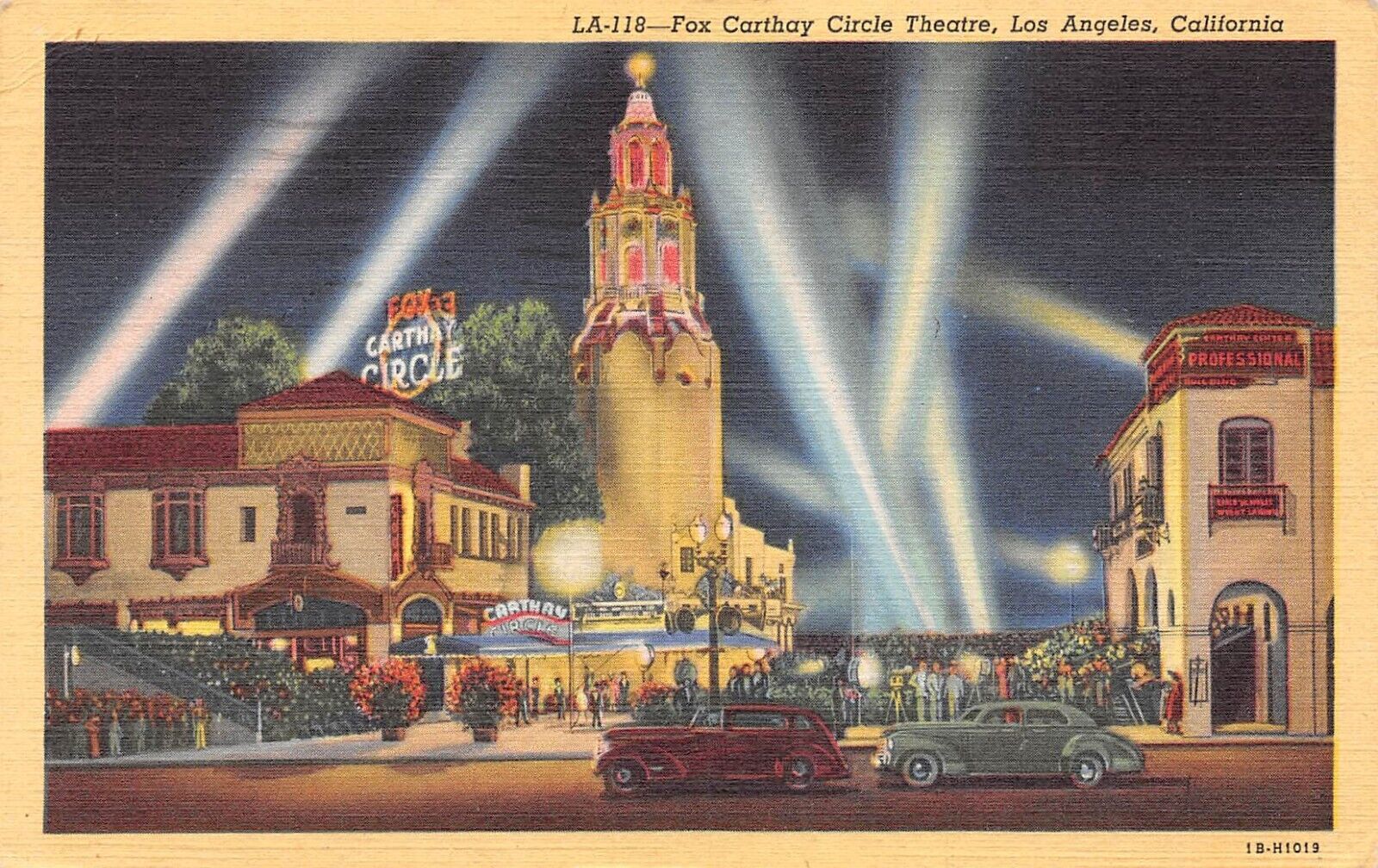 D1865 Fox Carthay Circle Theatre, Los Angeles, CA 1941 Teich Linen PC # 1B-H1019