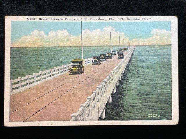 VTG POSTCARD SCENE OF GANDY BRIDGE BETWEEN TAMPA & ST. PETERSBURG, FLA CA 1926