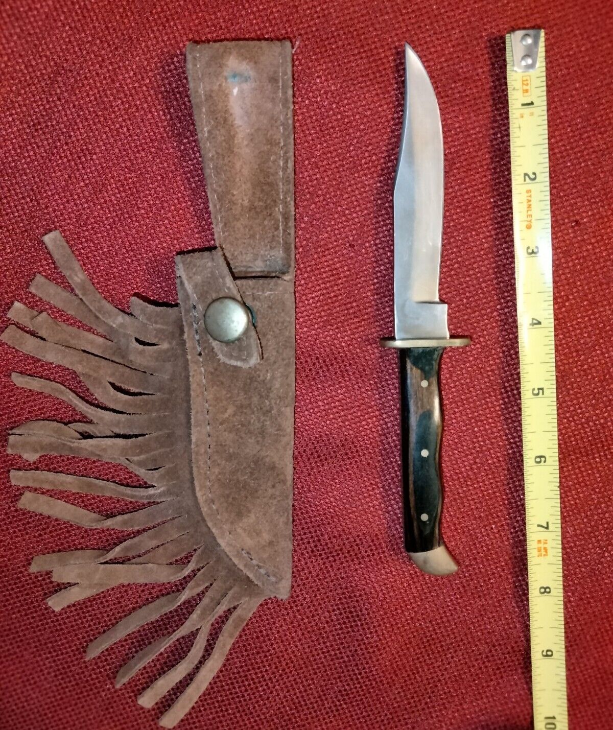 Old Smoky small hunting bowie knife heavy leather western sheath stainless 4\