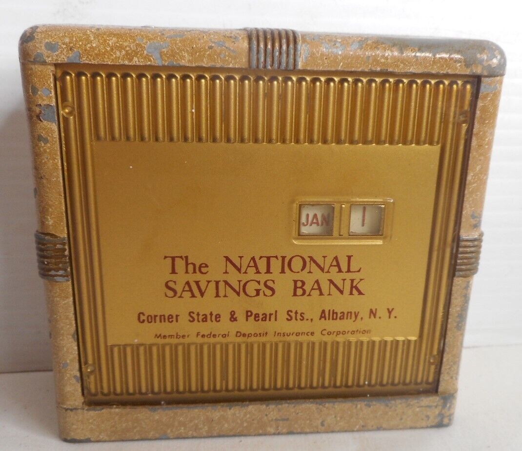 SOUVENIR COIN BANK BANTHRICO The National Savings Bank Albany, N.Y. with KEY