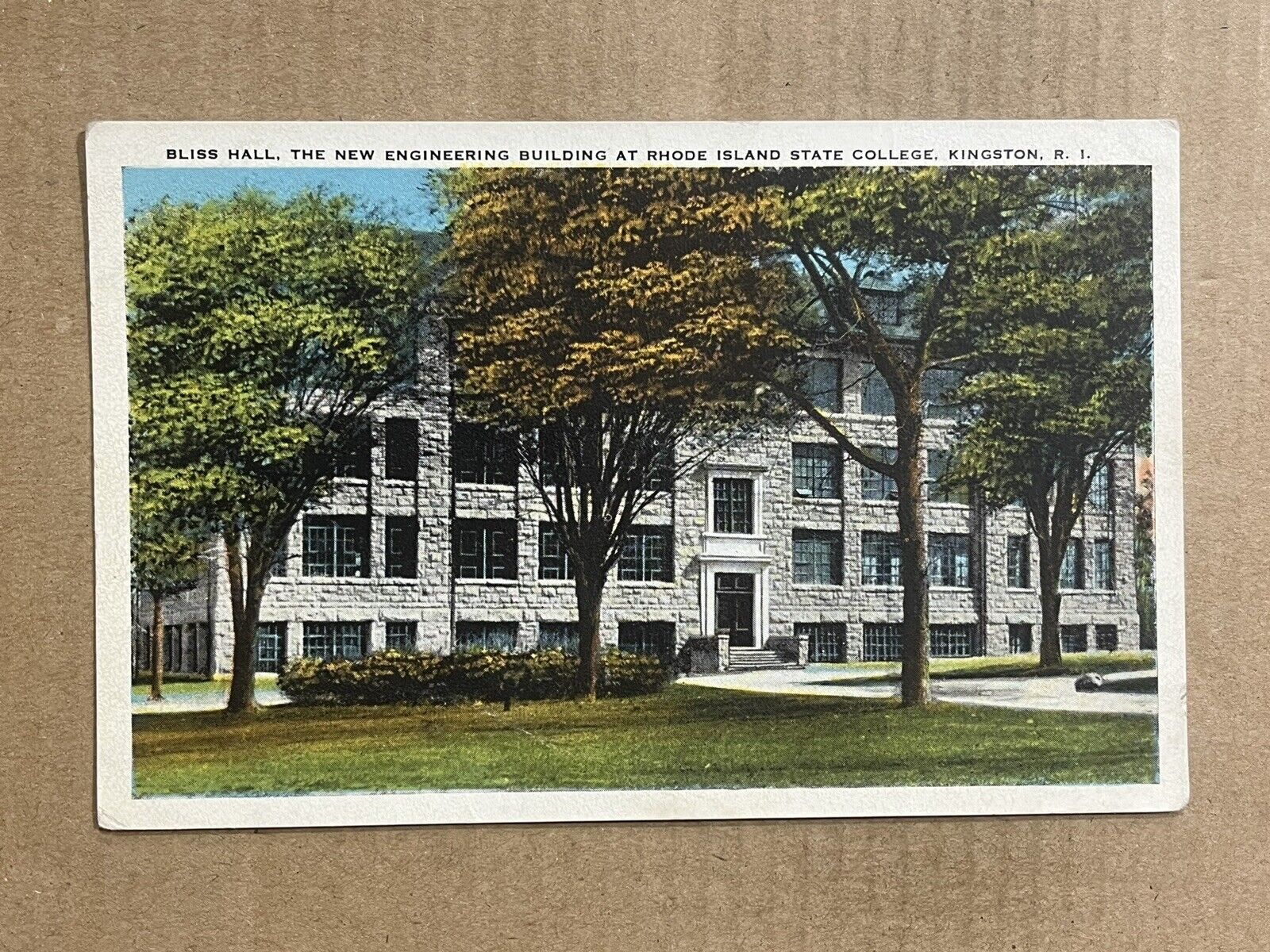 Postcard Kingston RI Rhode Island State College Engineering Building Bliss Hall