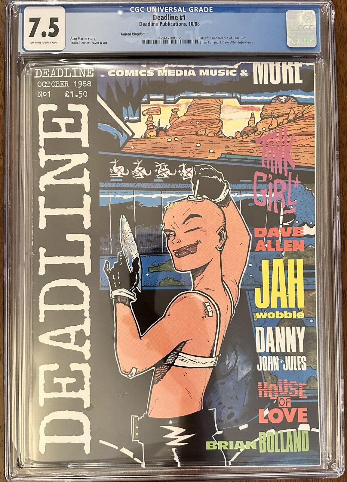 Deadline #1 (1988) CGC 7.5 Off-White to White RARE First Appearance of Tank Girl