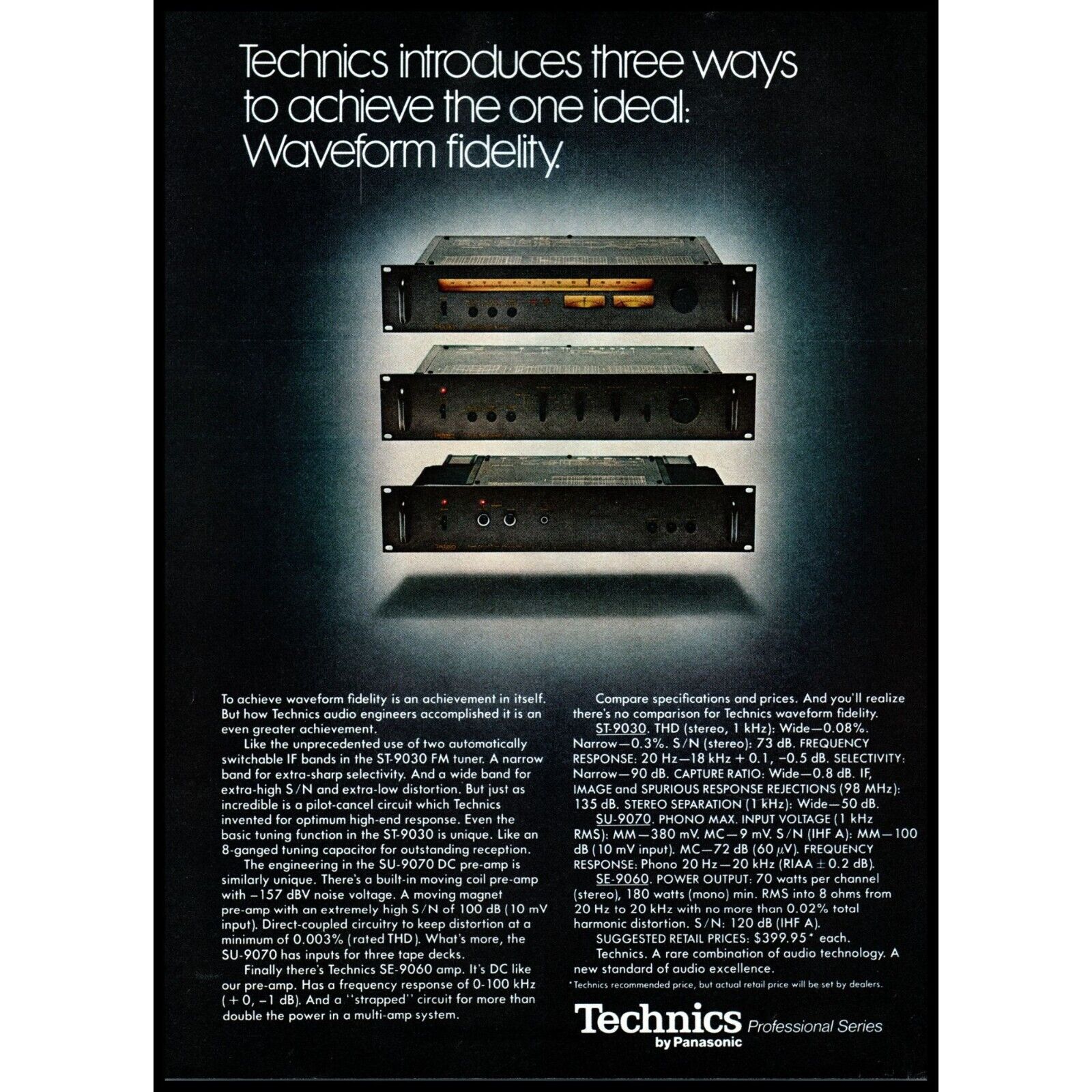 1978 Technics Professional Series Stereo Components Vintage Print Ad Wall Art