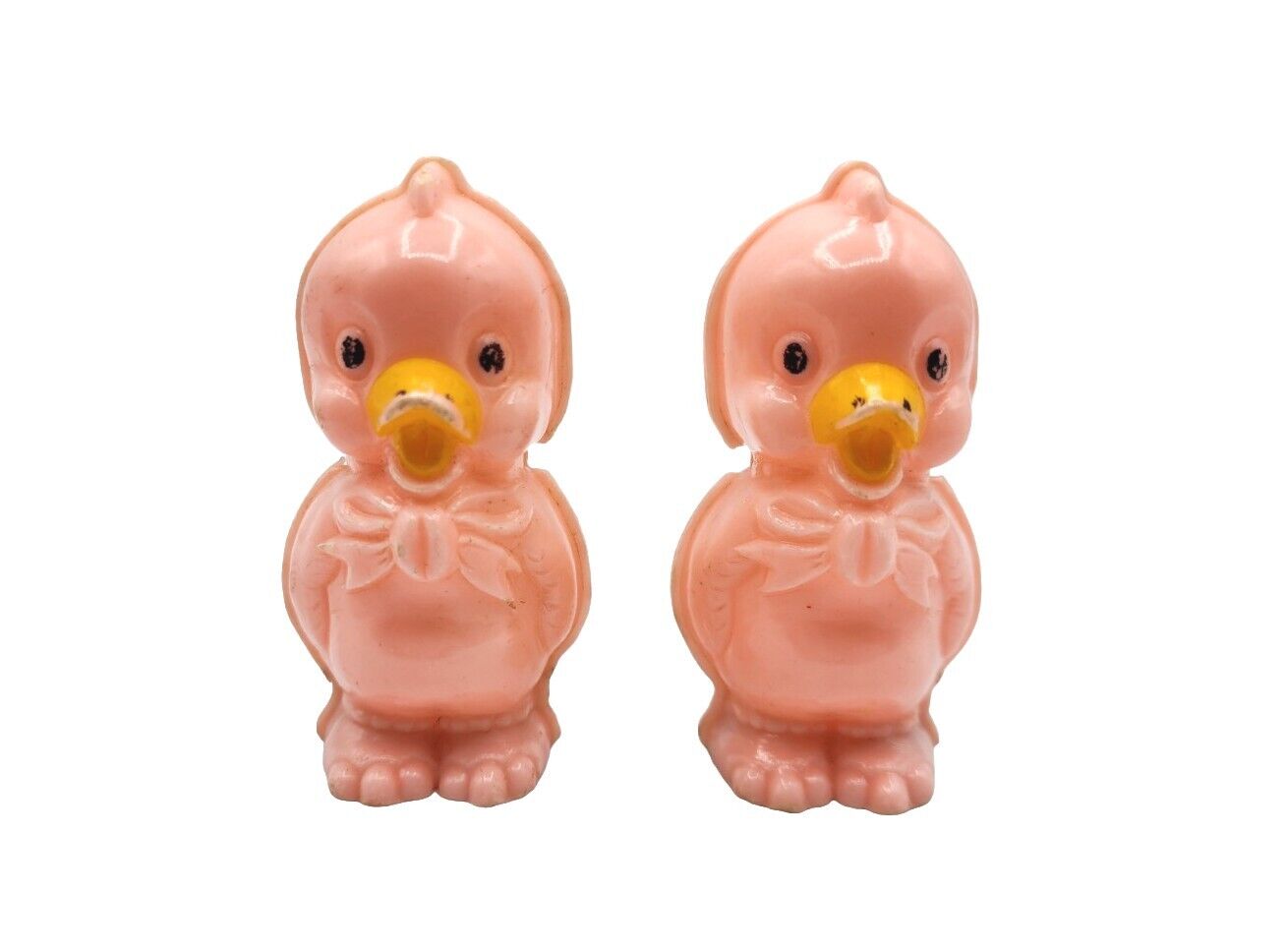 Vintage Easter Pink Hard Plastic Rattle Duck Lot x2 Ducks 3\