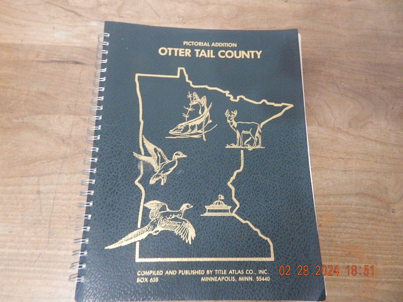 TITLE ATLAS BOOK PICTORIAL ATLAS MINNESOTA COUNTY OTTER TAIL 1980\
