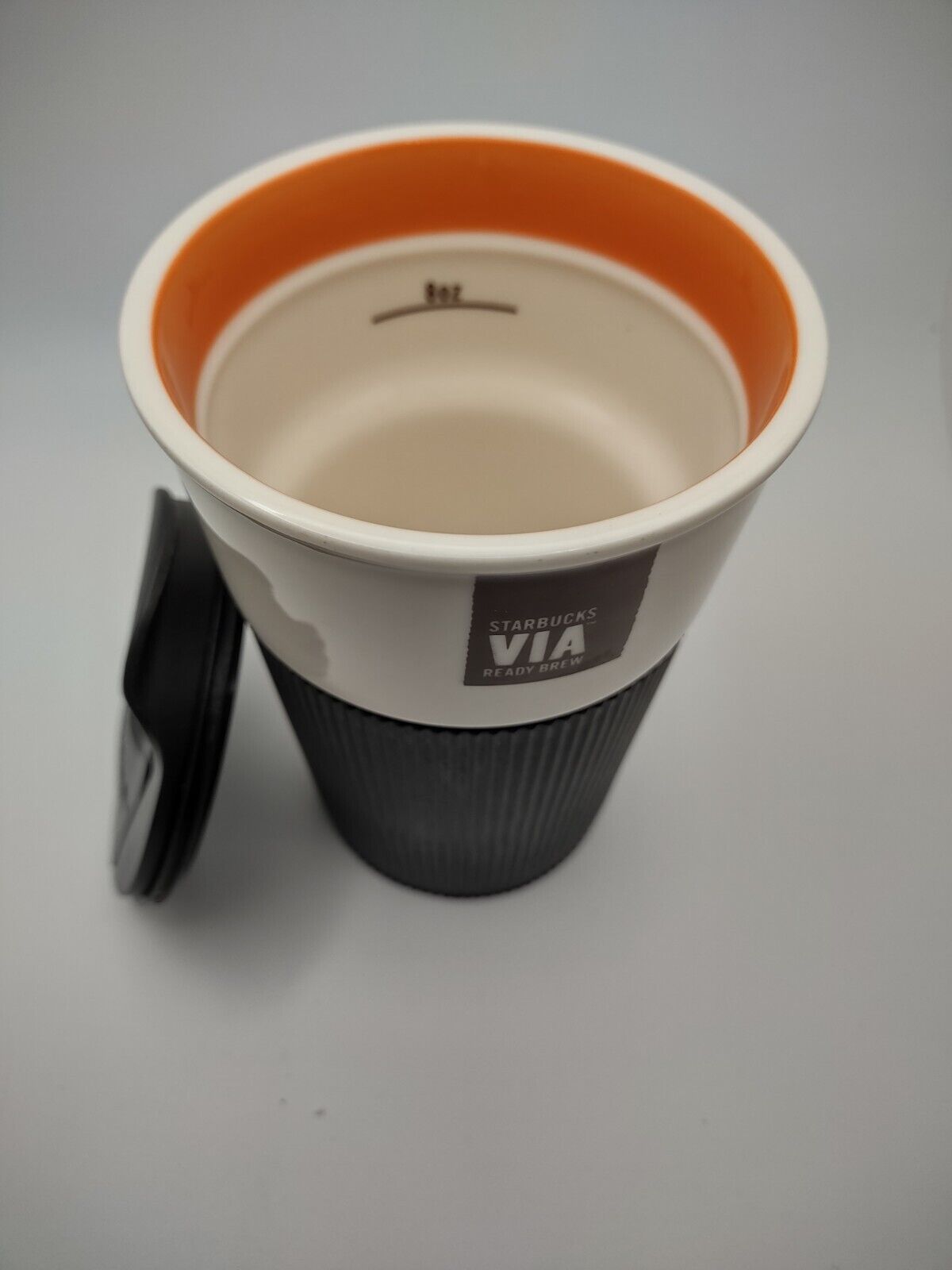 Starbucks Via Ready Brew Black Silicone Grip New Bone China Tumbler Cup Mug 8 oz