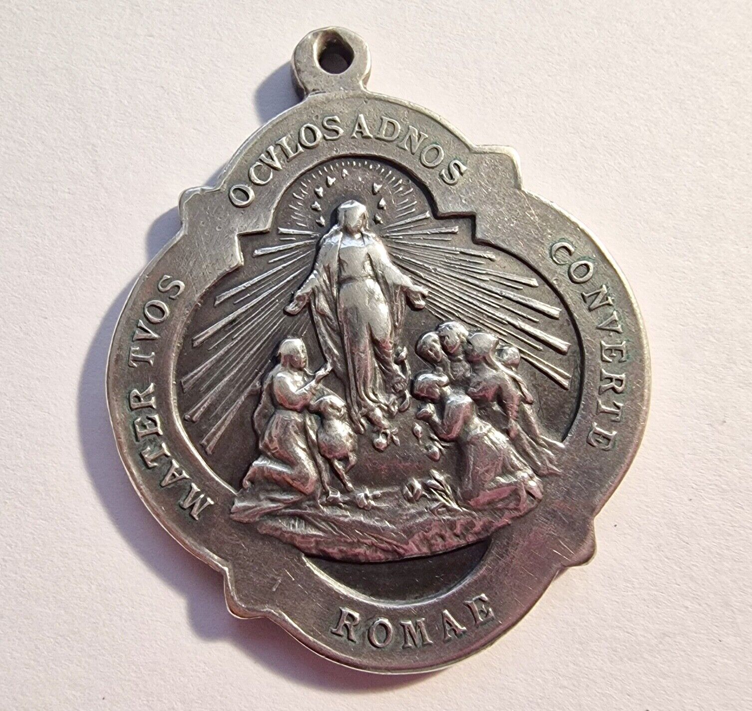 Antique Silver Miraculous Medal from the 19th Century