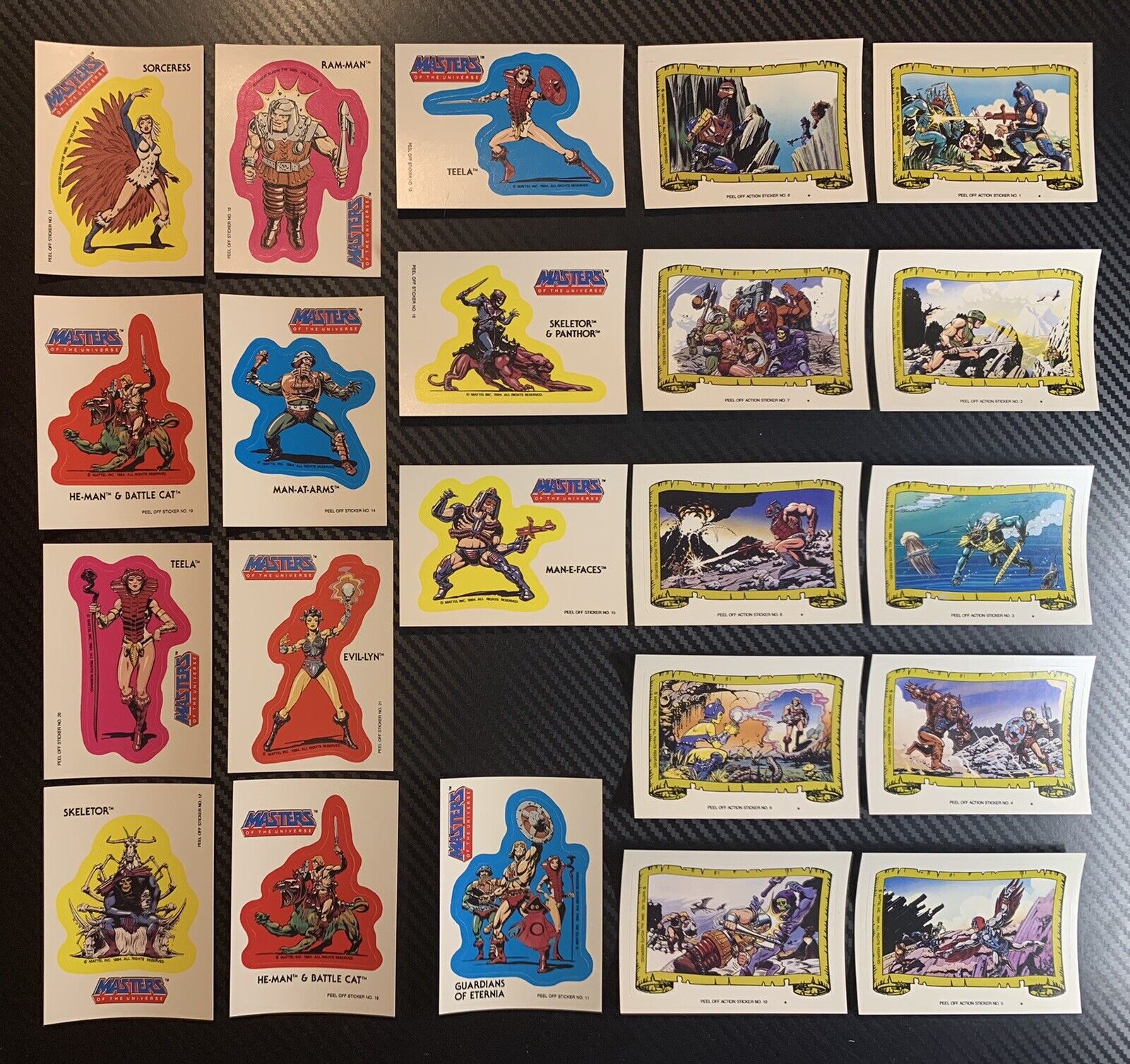 FULL SET of 1984 Masters of the Universe 22 Sticker Cards  MINT TOPPS MOTU