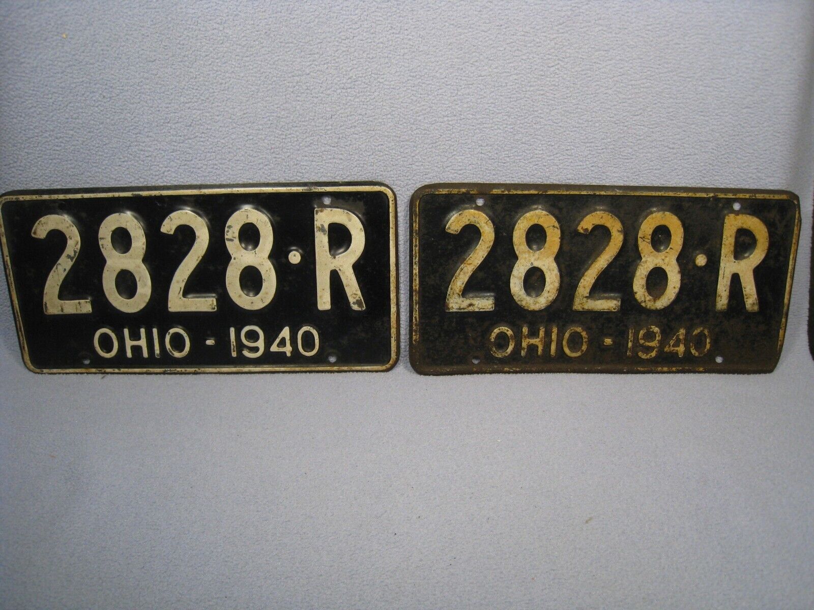 Set of Vintage 1940 Ohio License Plates