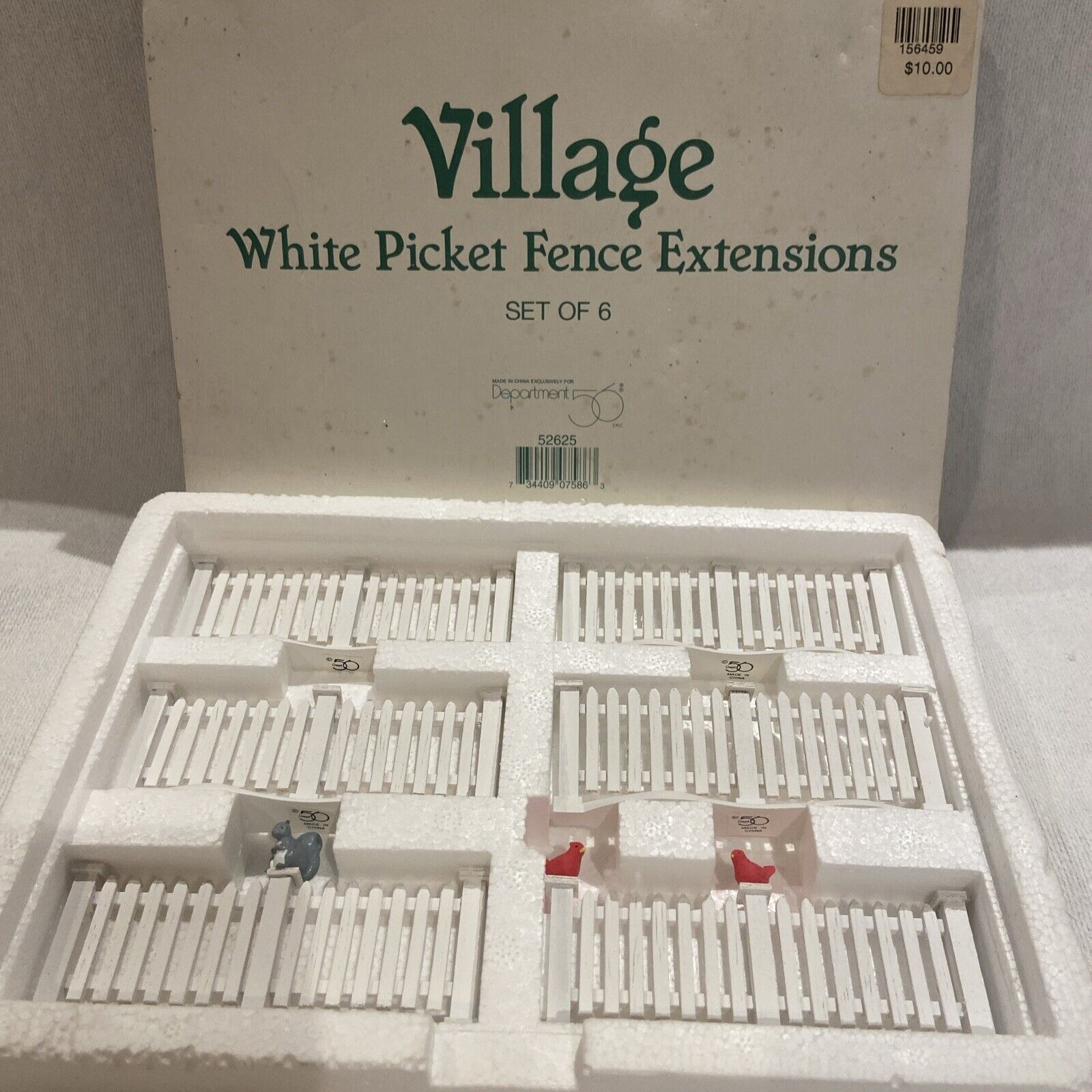 Dept 56 Village White Picket Fence Extensions 52625 - Set of 6 | Excellent