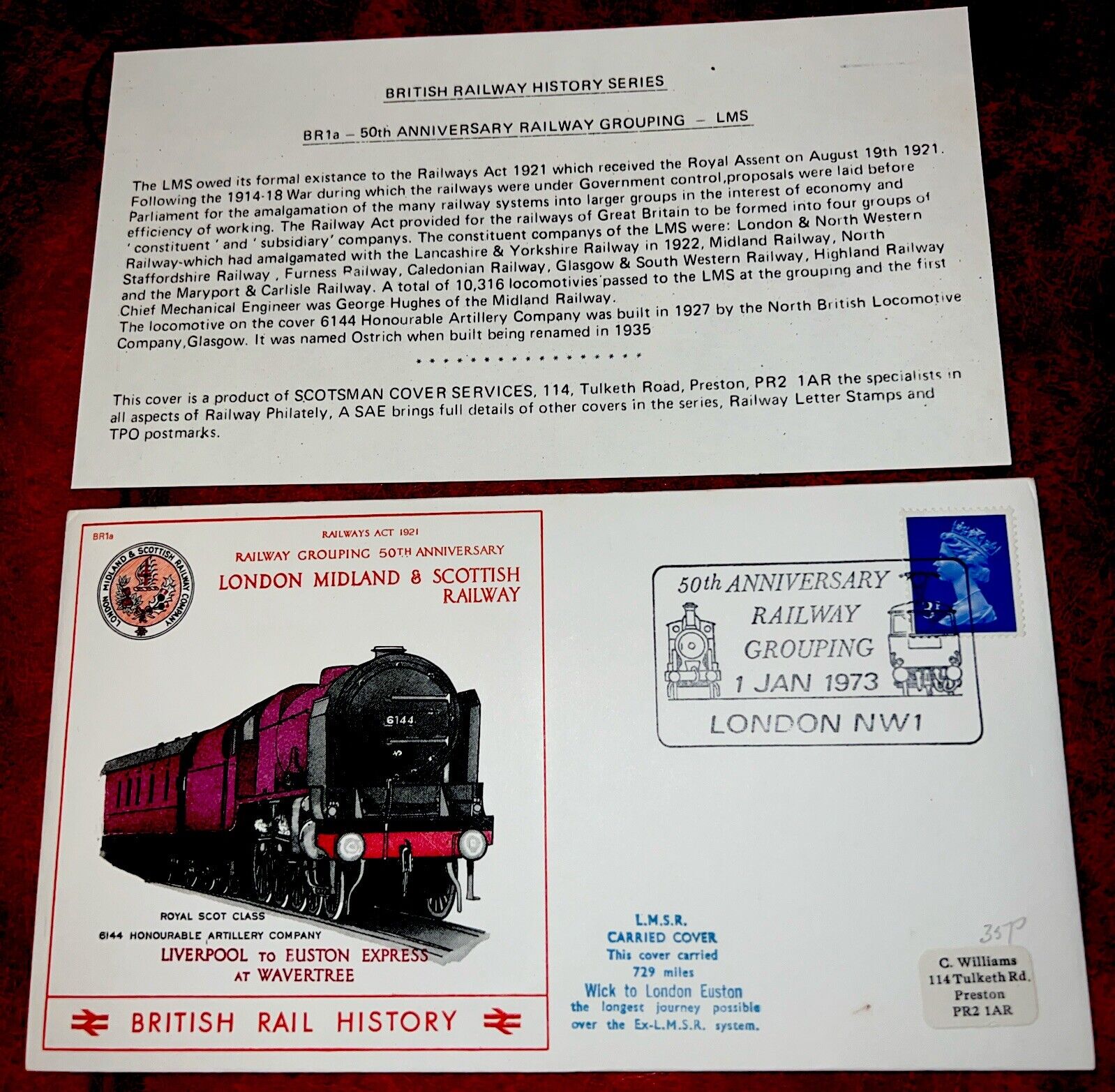 G.B. 1973 British Rail History, 60th Anniversary of Railway Grouping. BR1A