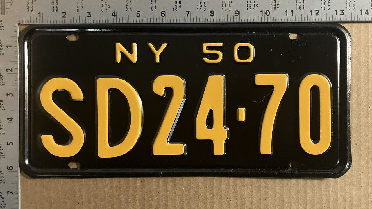1950 New York license plate SD24-70 YOM DMV Schenectady Ford Chevy Dodge 13252