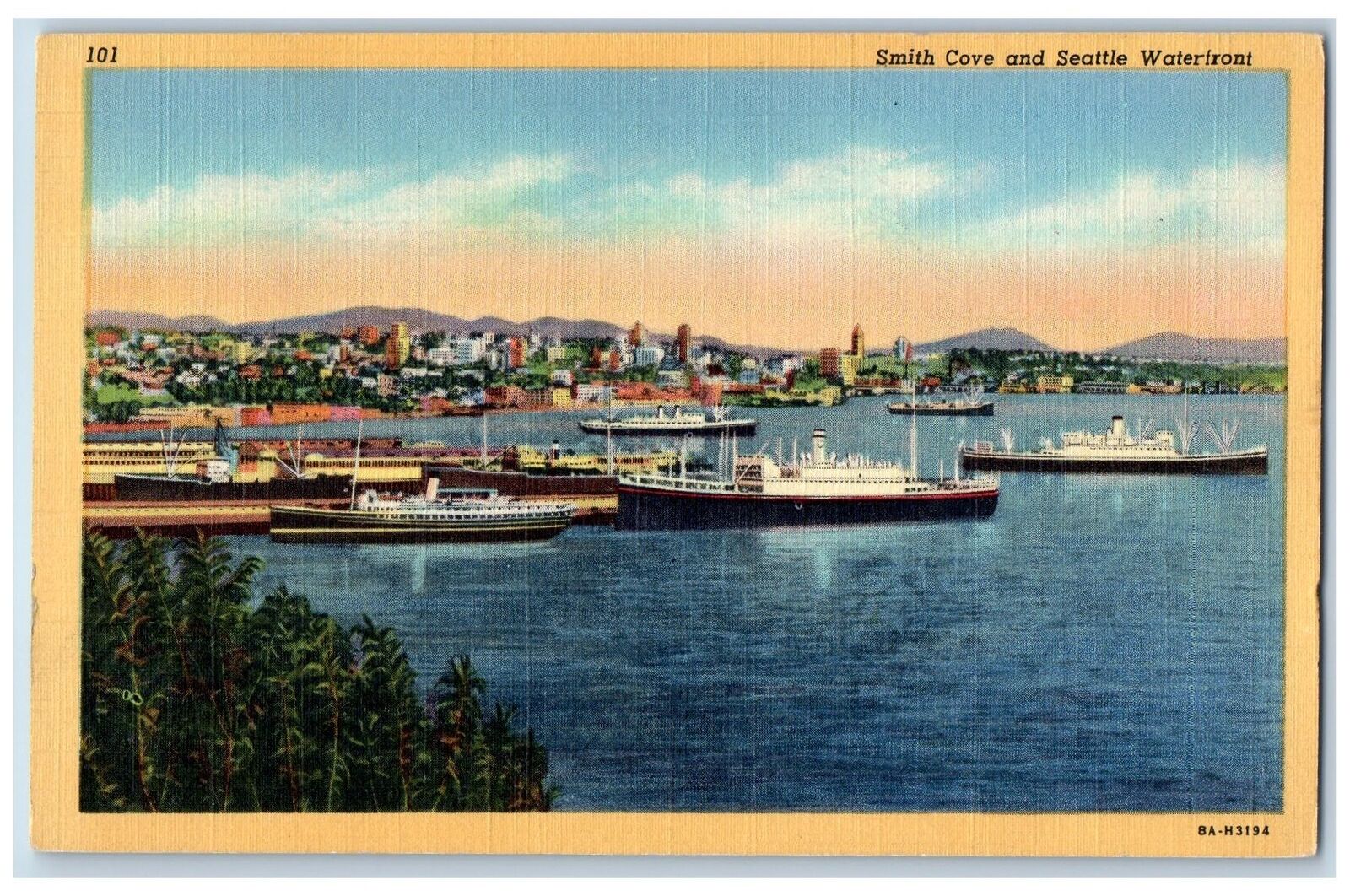 Seattle Washington WA Postcard Smith Cove And Seattle Waterfront 1949 Steamships