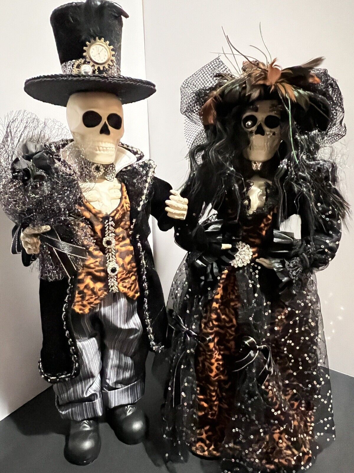 Halloween Decorations Orange Fancy Skeleton Couple Karen Didion originals