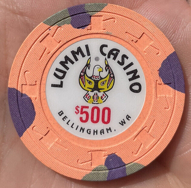 RARE LUMMI Casino $500 Poker Chip Bellingham Washington Indian Hat & Cane Mold