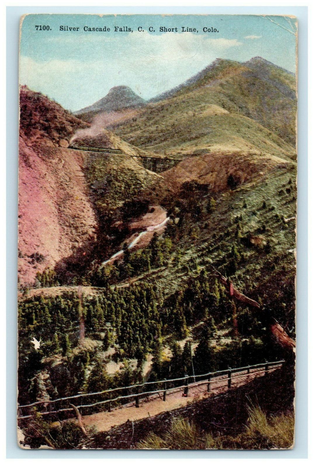 1911 Silver Cascade Falls, Cripple Creek Short Line, Colorado CO Postcard