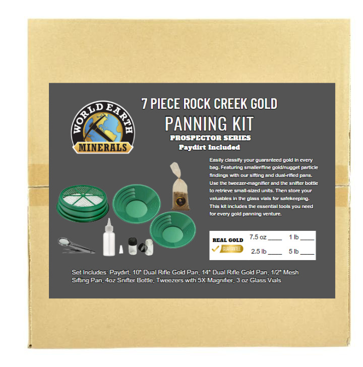 Gold Paydirt 7 Pc. Panning Kit Guaranteed Gold from claims in Atlantic City, WY