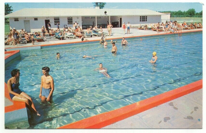 South Fallsburg NY The Windsor Hotel Pool Vintage Postcard New York