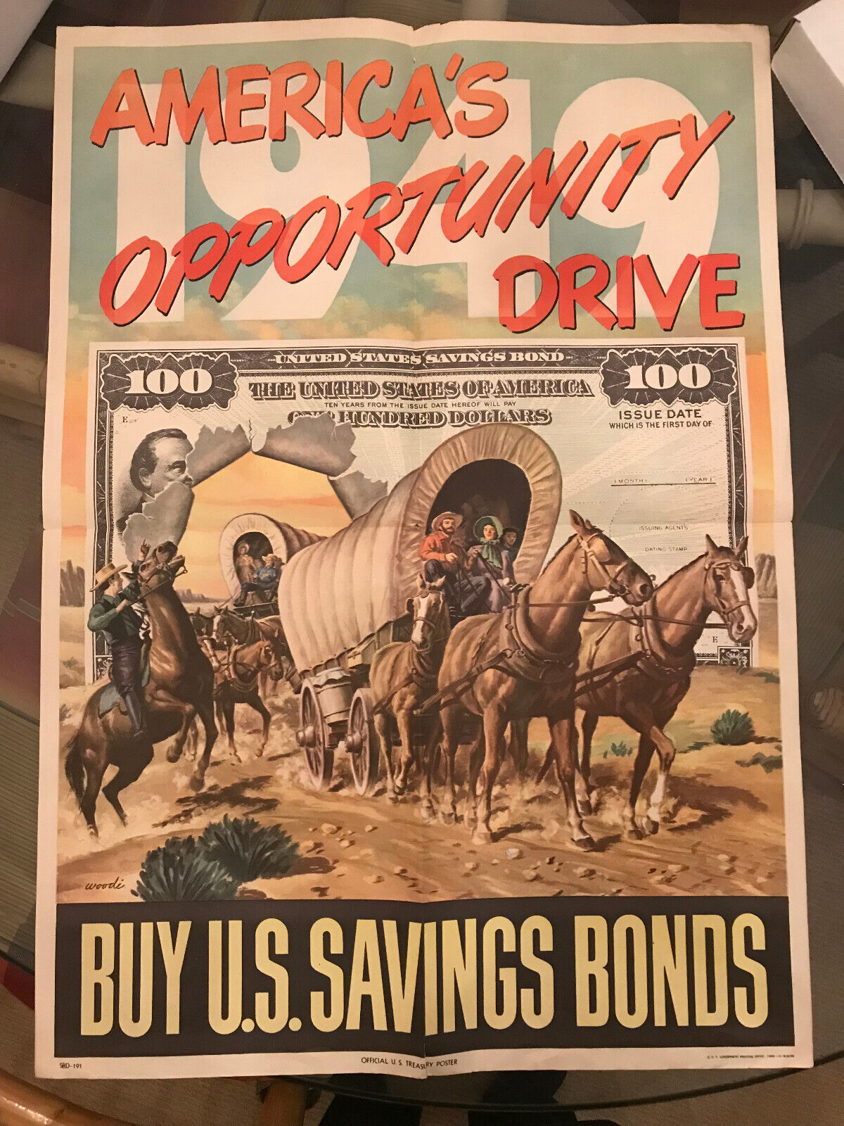 RARE VINTAGE 1949 America's Opportunity Drive - Buy U.S. Savings Bond Ad Poster