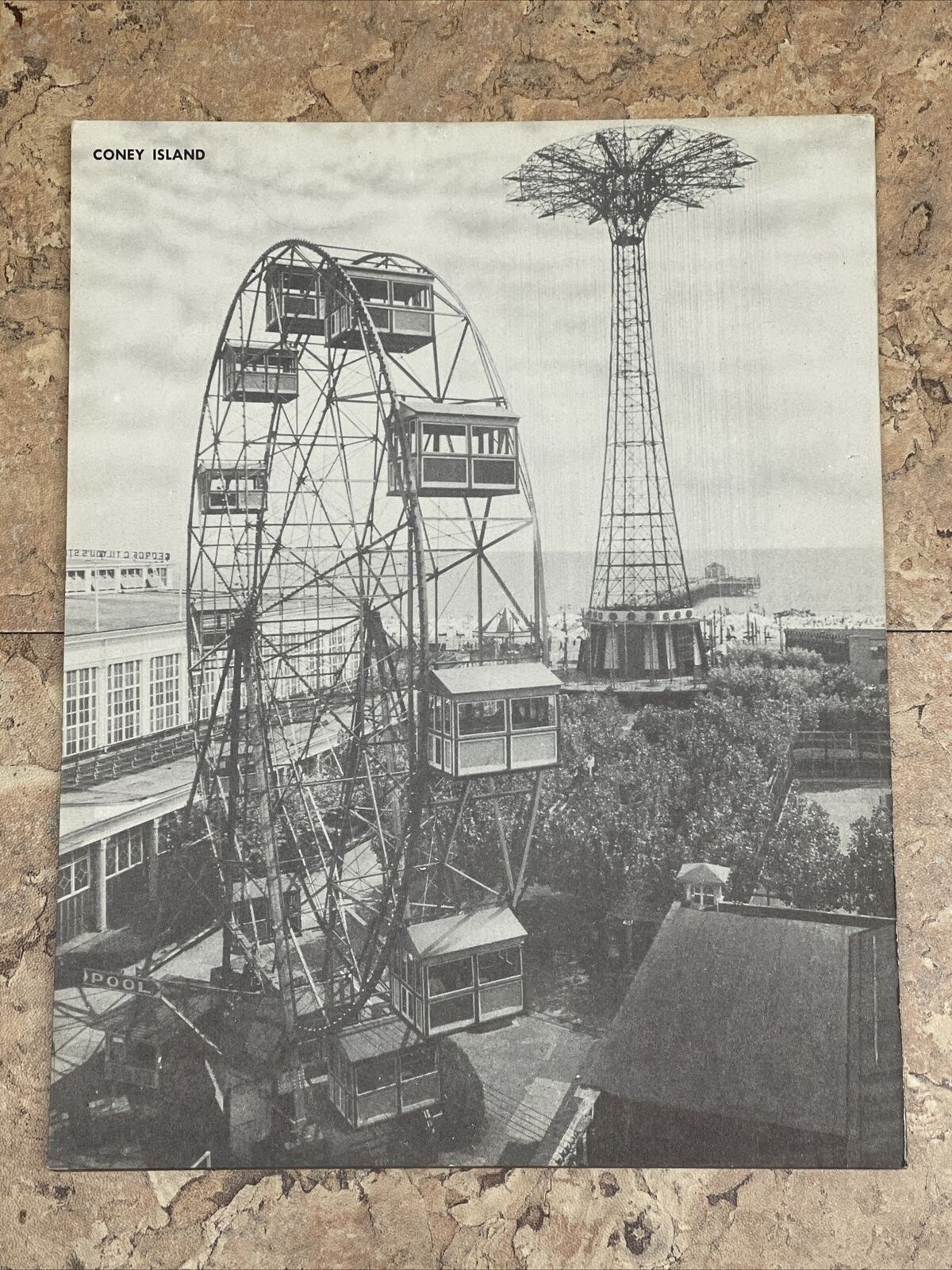 Antique Ephemera Coney Island Ferris Wheel Jumbo Postcard 1940’s Lot Of 17  JD