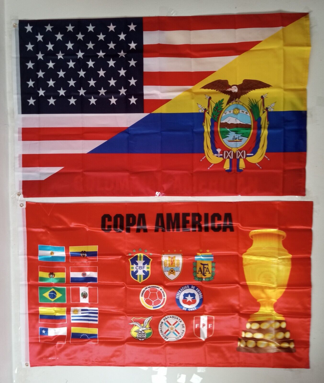 1 ECUADOR-USA FLAG + 1 GENERIC COPA AMERICA FLAG (3X5 FT) $35