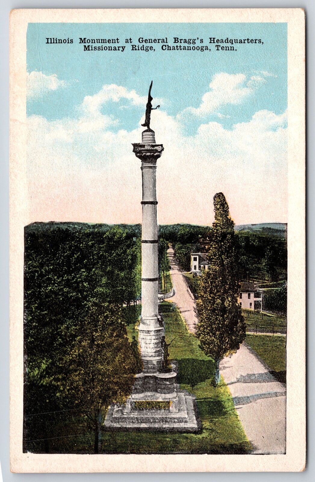 Chattanooga TN~Illinois Monument~Gen Braggs HQ Missionary Ridge~Vintage Postcard