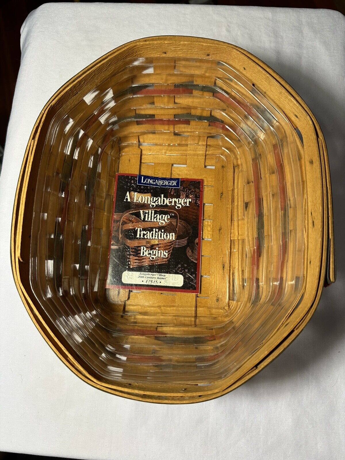 Longaberger Basket 17515 Red and Blue 1999 With Plastic Liner