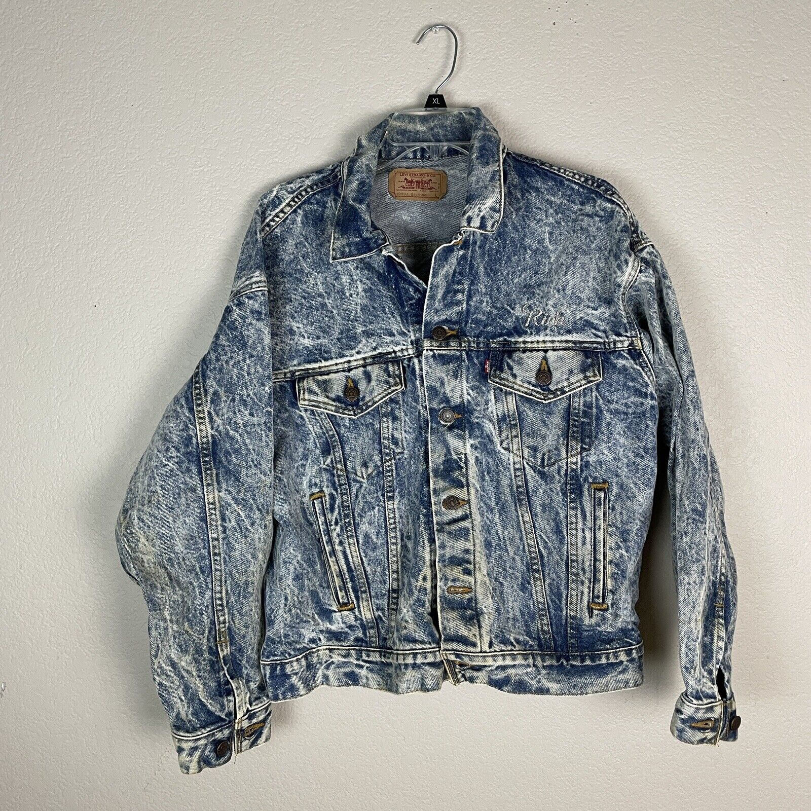 Levis Denim Bleached Jacket Vintage Size Large