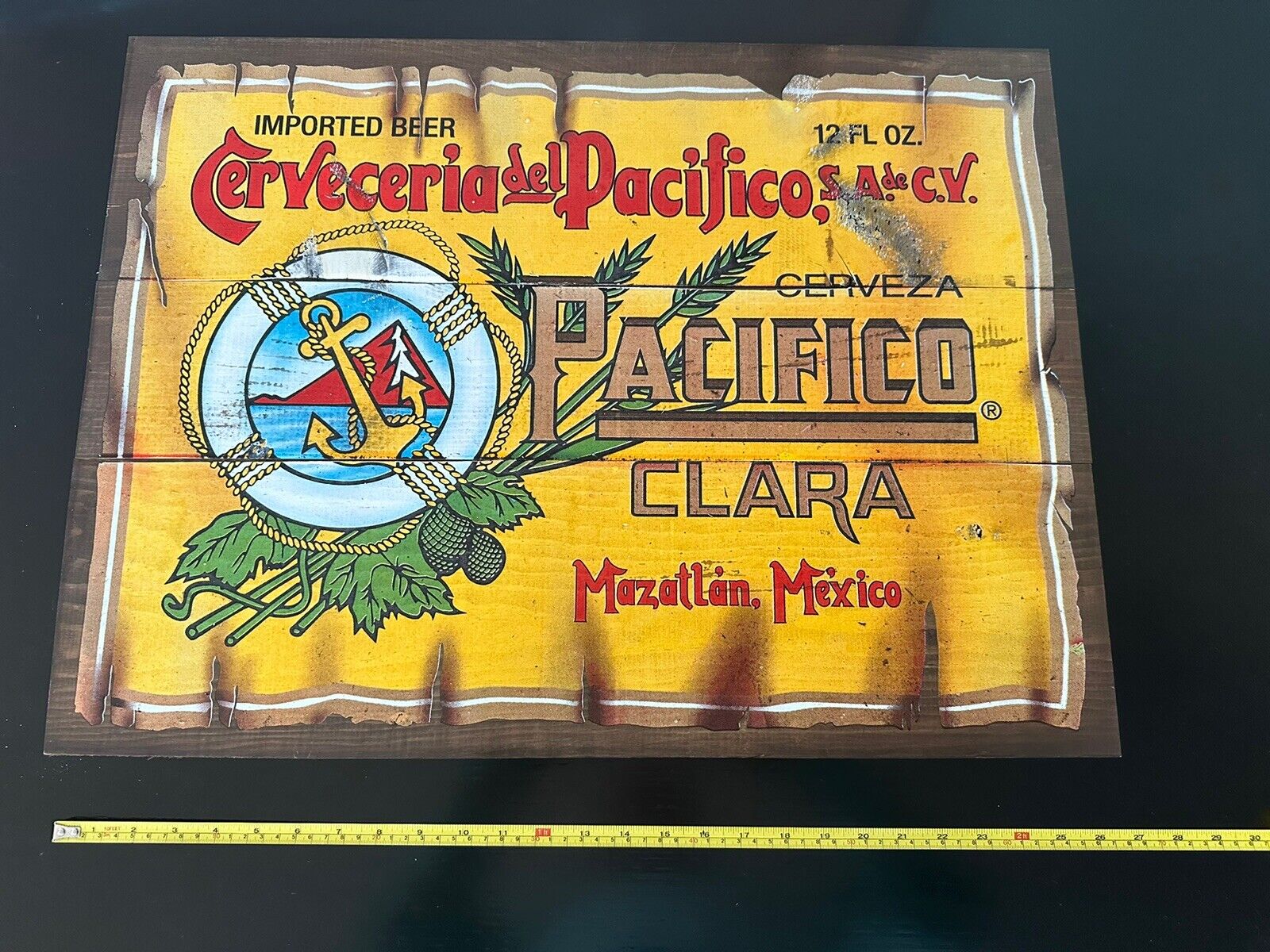 Vintage Cerveza Pacifico Clara Mexican Beer Wooden Sign Bar Piece New Never Hung