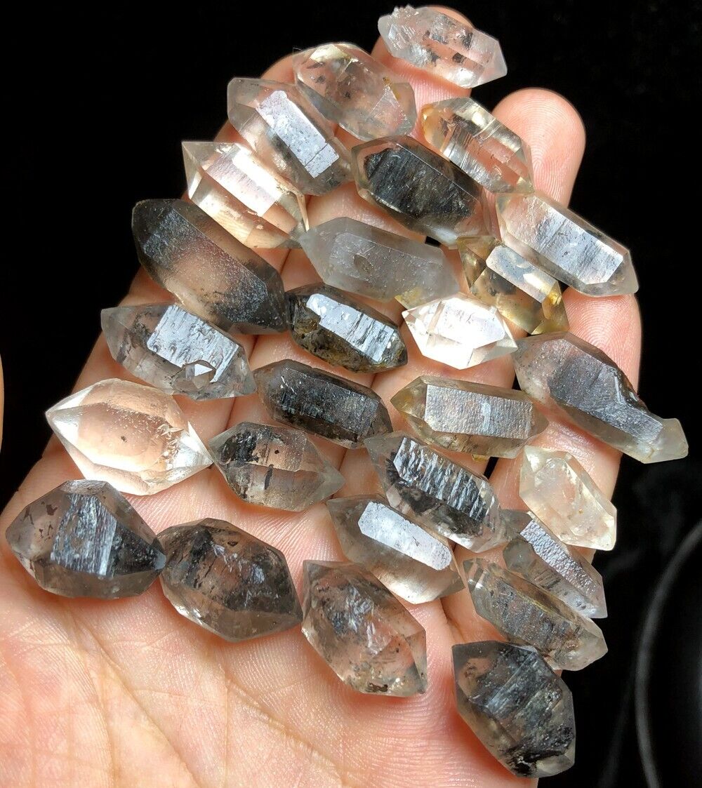 138g 27pcs Natural Smoked Double Endpoint Mirror Crystal Mine B82