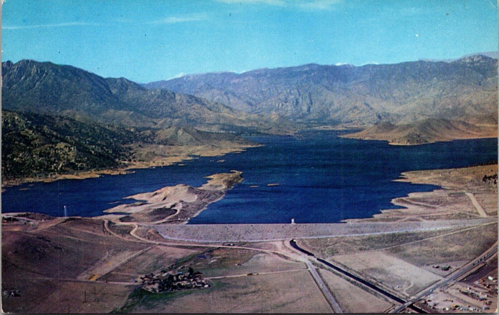 California CA Isabella Lake Kern River Valley Isabella Dam Aerial View Postcard