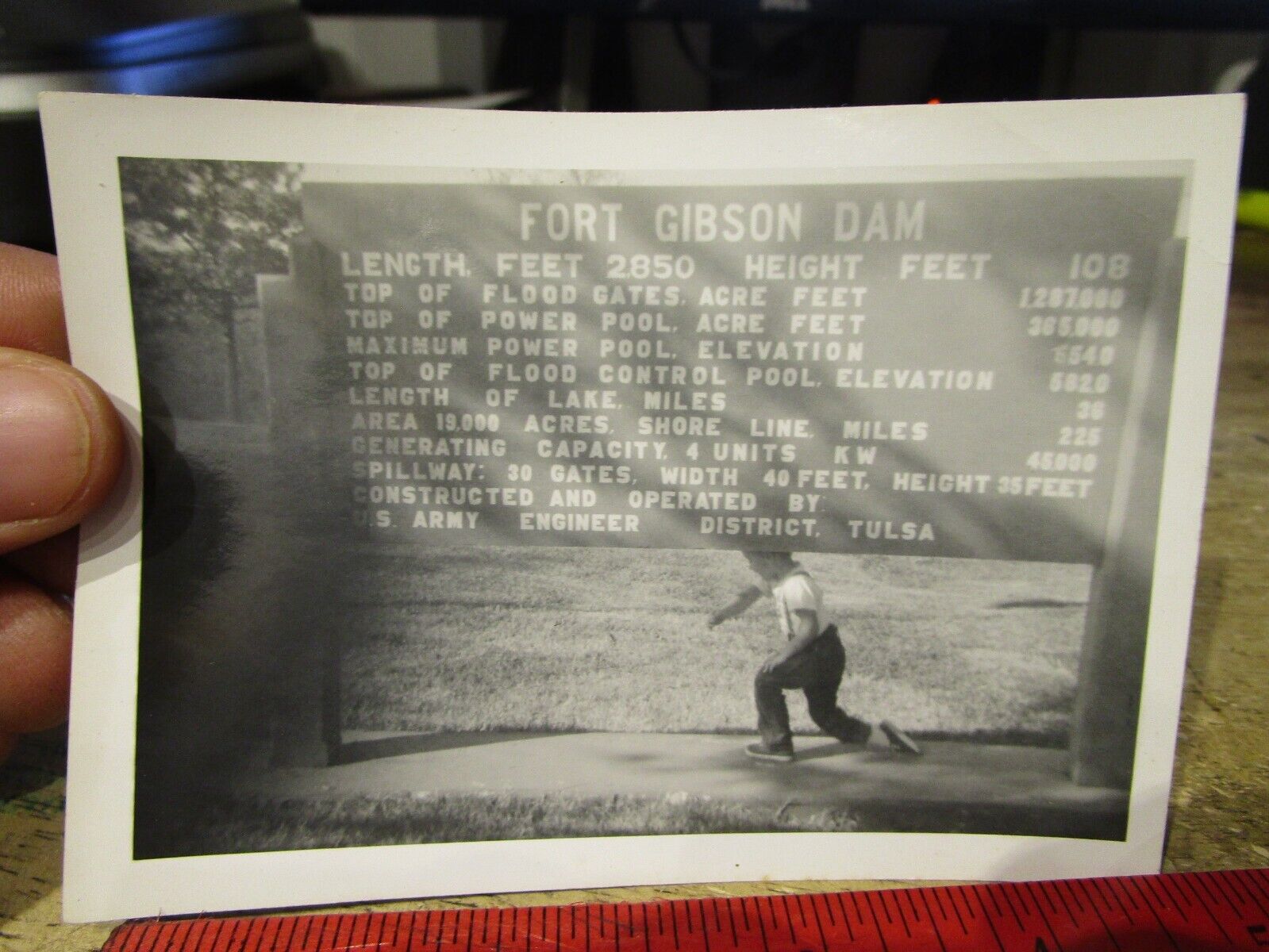 Rare Old Picture Photo Cherokee County Oklahoma Fort Ft Gibson Dam Sign Stats